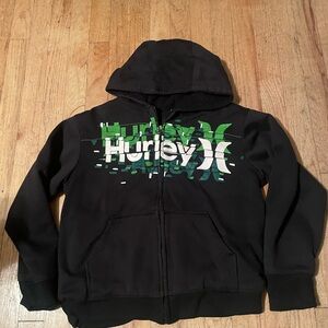 Hurley Black Jacket with Green Text Design